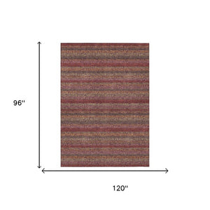 8 X 10 Washable Polyester Striped Area Rug for Indoor Outdoor Patios and Living Rooms