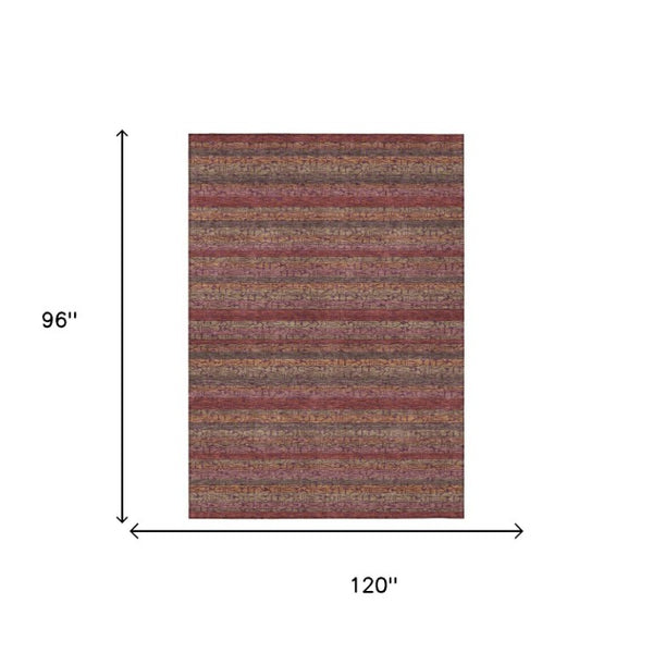 8 X 10 Washable Polyester Striped Area Rug for Indoor Outdoor Patios and Living Rooms