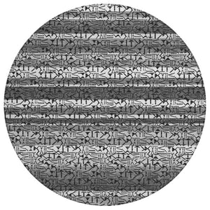 HomeRoots 8 Foot Round Striped Polyester Area Rug Washable and Stain Resistant for Patio or Kitchen 744737