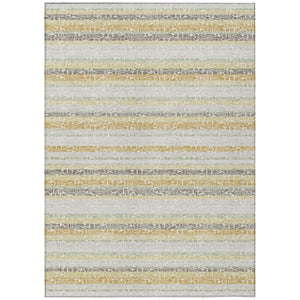 HomeRoots 5 X 8 Ivory Striped Polyester Area Rug Washable Stain Resistant for Patio or Living Room 744742