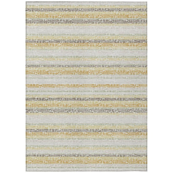 HomeRoots 5 X 8 Ivory Striped Polyester Area Rug Washable Stain Resistant for Patio or Living Room 744742
