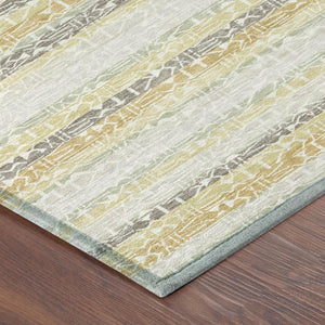 5 X 8 Ivory Striped Polyester Area Rug Washable Stain Resistant for Patio or Living Room