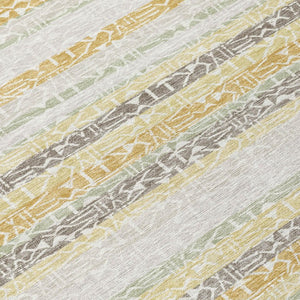 5 X 8 Ivory Striped Polyester Area Rug Washable Stain Resistant for Patio or Living Room