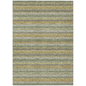 HomeRoots 10 X 14 Sage Striped Washable Polyester Area Rug for Patio Porch or Living Room 744752