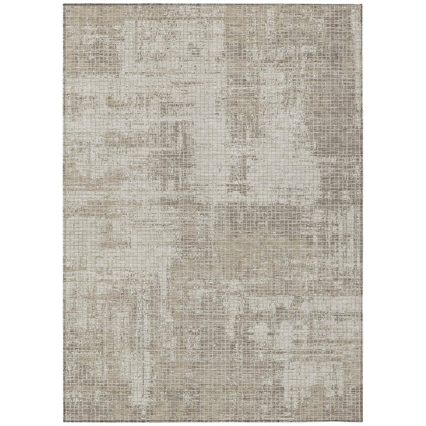 HomeRoots 5 X 8 Abstract Beige Brown Polyester Area Rug Stain Resistant for Patio or Living Room 744773