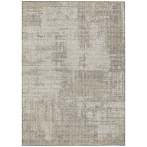 HomeRoots 8 X 10 Abstract Beige Brown Washable Polyester Area Rug for Indoor Outdoor Use 744777