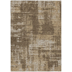 HomeRoots 5 X 8 Abstract Brown Beige Polyester Area Rug Washable for Indoor Outdoor Use 744785