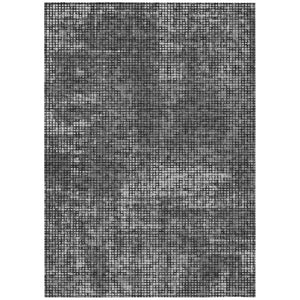 HomeRoots 5 X 8 Gray Graphite Abstract Polyester Area Rug Stain Resistant Indoor Outdoor 744797
