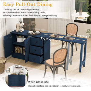 English Elm U_style Extendable Wooden Sideboard with 3 Drawers and 2 Doors for Entryway Living Room N711P334768V