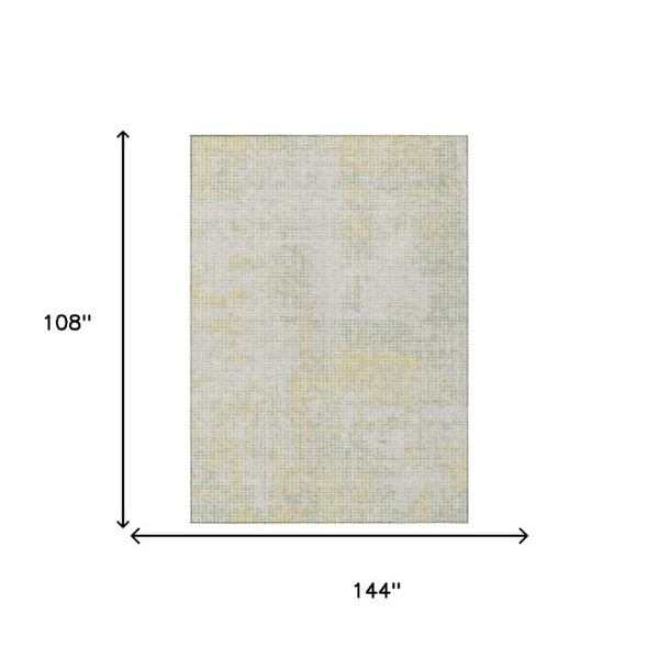 9 X 12 Ivory Linen Abstract Polyester Area Rug Washable Stain Resistant Indoor Outdoor