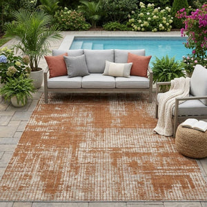5 X 8 Abstract Indoor Outdoor Rug Washable Polyester Stain Resistant Patio Accent