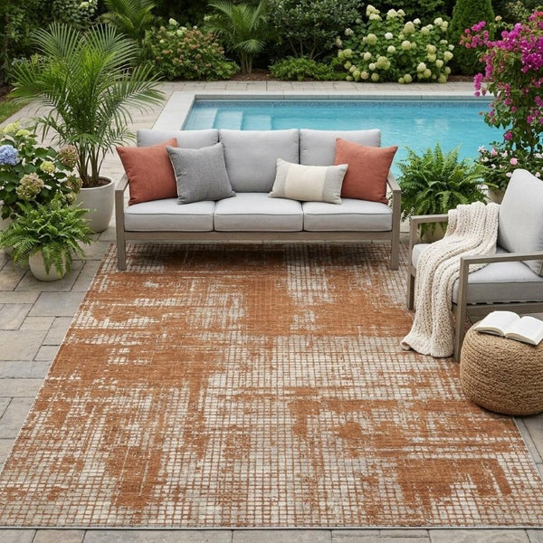 5 X 8 Abstract Indoor Outdoor Rug Washable Polyester Stain Resistant Patio Accent
