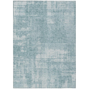 HomeRoots 10 X 14 Abstract Polyester Area Rug Washable Teal Silver Indoor Outdoor Patio 744832