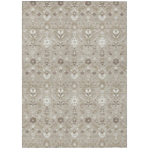 HomeRoots 8x10 Beige Brown Oriental Polyester Area Rug Stain Resistant Indoor Outdoor Use 744842