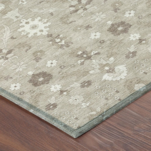 8x10 Beige Brown Oriental Polyester Area Rug Stain Resistant Indoor Outdoor Use