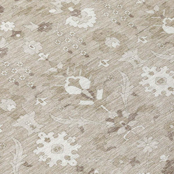 8x10 Beige Brown Oriental Polyester Area Rug Stain Resistant Indoor Outdoor Use