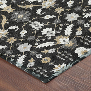 9x12 Oriental Polyester Area Rug Washable Stain Resistant Indoor Outdoor Graphite