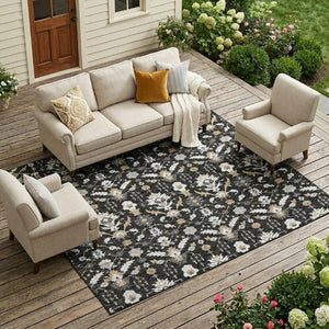 10 Foot X 14 Oriental Polyester Area Rug Washable for Indoor Outdoor Use