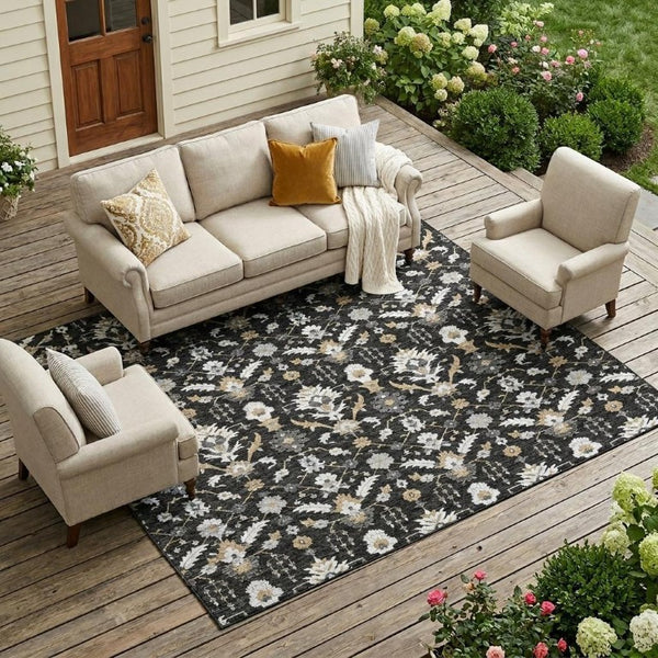 10 Foot X 14 Oriental Polyester Area Rug Washable for Indoor Outdoor Use
