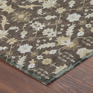 5x8 Oriental Polyester Area Rug Stain Resistant Indoor Outdoor Chocolate Brown