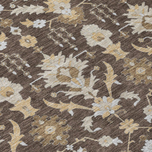 5x8 Oriental Polyester Area Rug Stain Resistant Indoor Outdoor Chocolate Brown