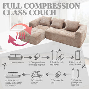 English Elm United Modern Chenille 98.42" L-Shaped Modular Sectional Sofa With Chaise, Tool-Free Setup & Pockets W1568S00149-GIGA