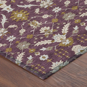 5 X 8 Purple Oriental Polyester Area Rug Stain Resistant for Patio or Living Room