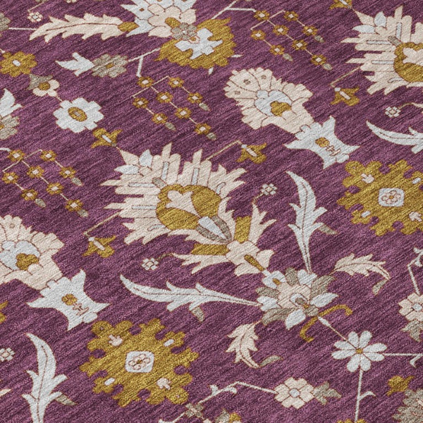 5 X 8 Purple Oriental Polyester Area Rug Stain Resistant for Patio or Living Room