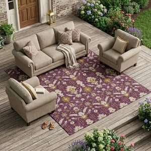 8 X 10 Oriental Polyester Area Rug Stain Resistant for Patio Porch or Living Room