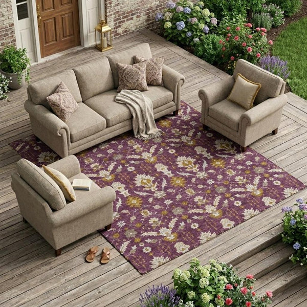 8 X 10 Oriental Polyester Area Rug Stain Resistant for Patio Porch or Living Room