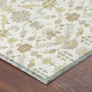 9x12 Ivory Silver Oriental Polyester Area Rug Stain Resistant for Patio or Living Room