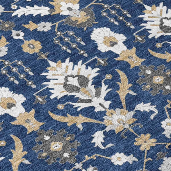 8 X 10 Navy Oriental Polyester Area Rug Stain Resistant Indoor Outdoor Patio