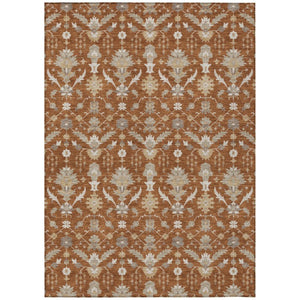 HomeRoots 5x8 Oriental Indoor Outdoor Area Rug Stain Resistant Polyester Patio Porch Decor 744882