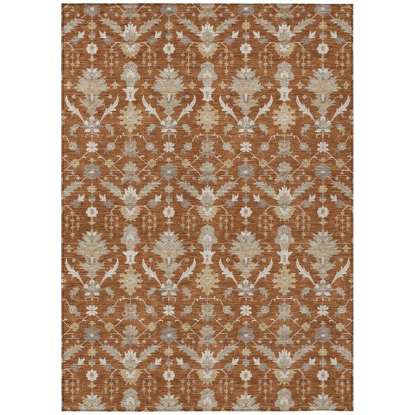 HomeRoots 5x8 Oriental Indoor Outdoor Area Rug Stain Resistant Polyester Patio Porch Decor 744882