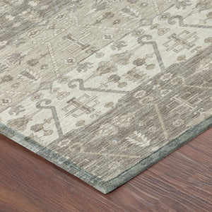 9 X 12 Oriental Beige Brown Polyester Area Rug Washable for Indoor Outdoor Use