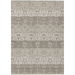 HomeRoots 10 X 14 Oriental Polyester Area Rug Washable Indoor Outdoor Beige Brown Accent 744898