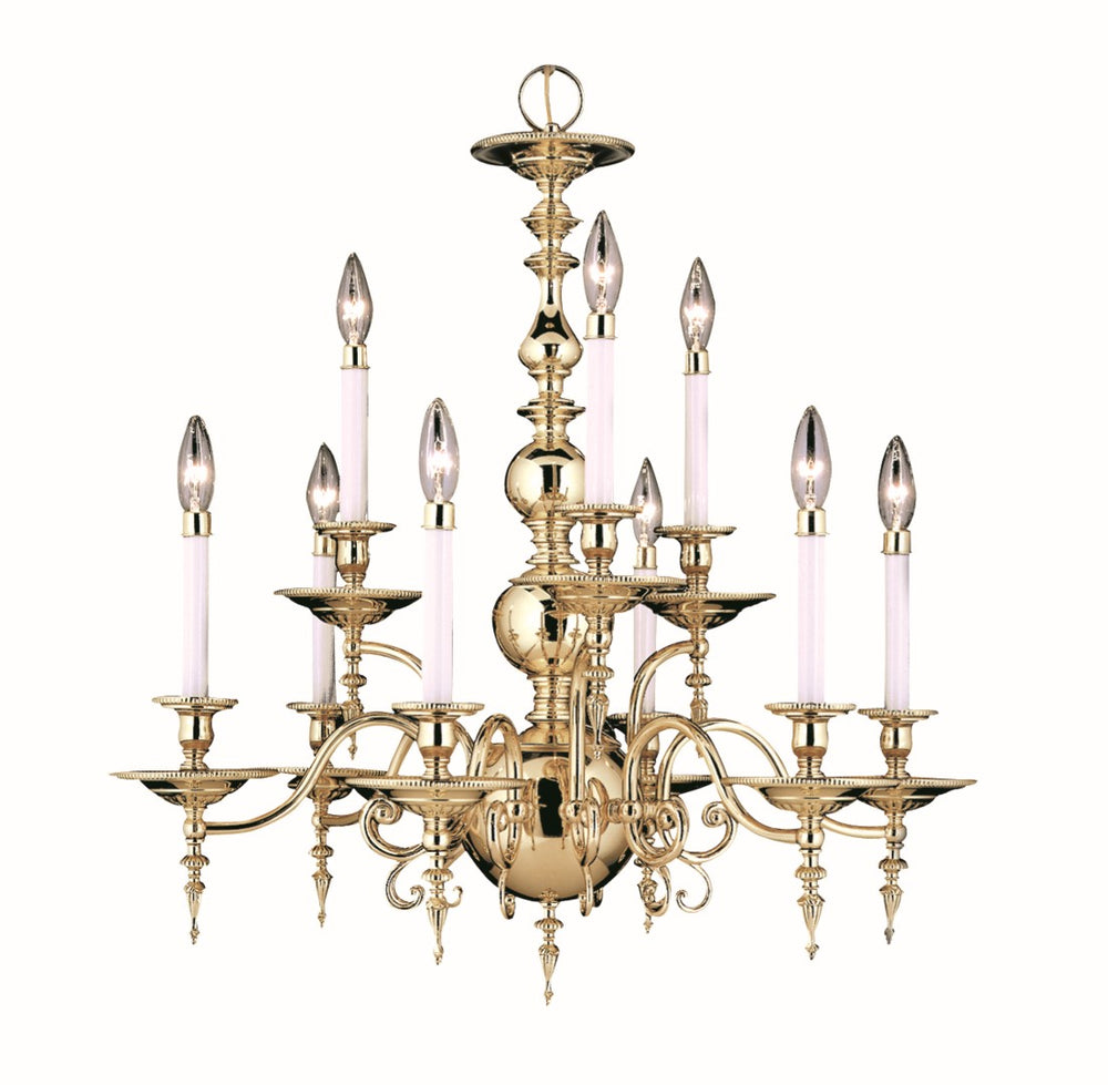 Framburg 9-light Georgian Style Kensington Chandelier - Elegant American-made Fixture For Dining Spaces Polished Brass Metal 7449 Pb