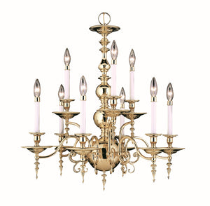 Framburg 9-light Georgian Style Kensington Chandelier - Elegant American-made Fixture For Dining Spaces Polished Brass Metal 7449 Pb