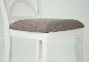 English Elm 5-pcs Modern Counter-Height Dining Set with Round Table, Under-Table Storage Shelves, 4 Chairs Antique White+Gray 46 L x 46 W x 16 H B089P240467