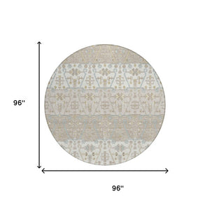 8 Foot Round Oriental Polyester Rug Stain Resistant for Indoor Outdoor Use