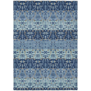 HomeRoots 10 X 14 Oriental Polyester Area Rug Washable Indoor Outdoor Navy Stain Resistant 744922