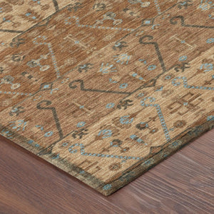 8 Foot Round Oriental Geometric Polyester Rug Stain Resistant for Indoor Outdoor Use