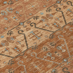 8 Foot Round Oriental Geometric Polyester Rug Stain Resistant for Indoor Outdoor Use