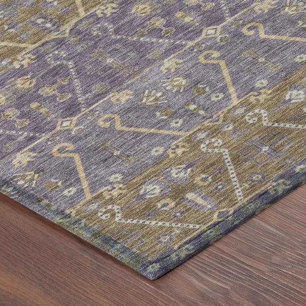 10 Ft X 14 Ft Plum Purple Oriental Polyester Washable Indoor Outdoor Area Rug