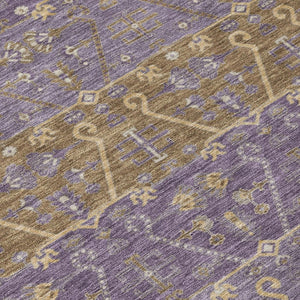 10 Ft X 14 Ft Plum Purple Oriental Polyester Washable Indoor Outdoor Area Rug