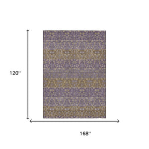 10 Ft X 14 Ft Plum Purple Oriental Polyester Washable Indoor Outdoor Area Rug