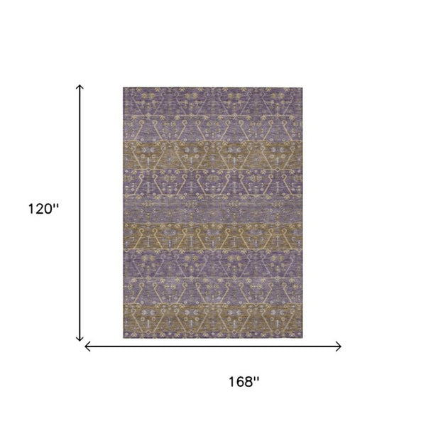 10 Ft X 14 Ft Plum Purple Oriental Polyester Washable Indoor Outdoor Area Rug