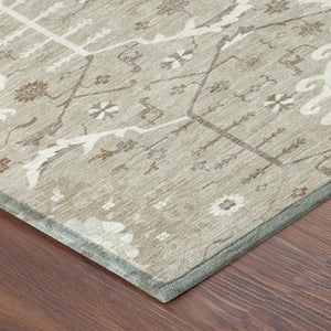 5 X 8 Beige Brown Oriental Polyester Area Rug Stain Resistant Indoor Outdoor Use