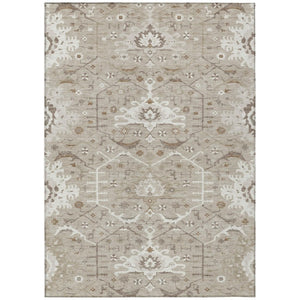 HomeRoots 10 X 14 Oriental Beige Brown Polyester Area Rug Stain Resistant Indoor Outdoor 744952
