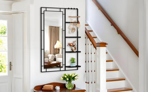 English Elm Ines Modern Vanity Mirror With Multi-Functional Shelf - Stylish Silver Frame For Any Room Decor W708P379174